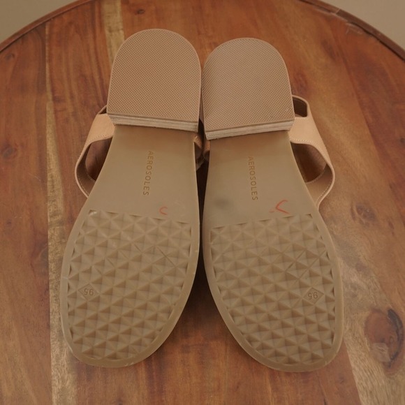 Aerosoles Womens California Sandals Block Heel Ankle Strap Gold Buckle Beige 9.5 - Picture 8 of 9